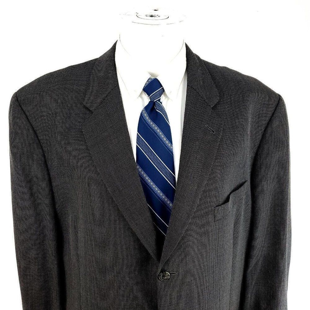 Joseph Abboud Nordstrom Heavy Wool 3 Button Suit Jacket 46L Gray Check